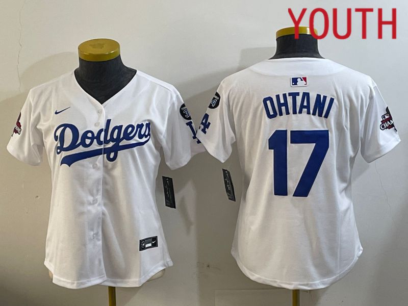 Youth Los Angeles Dodgers #17 Ohtani White Game 2024 Nike MLB Jersey style 12095